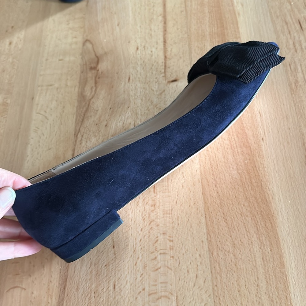 NIB 🩵 PRADA Pointed Toe Suede Flats with Bow - Picture 6 of 13